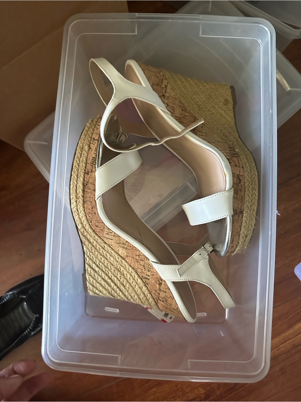 Charles David Cream and Natural Espadrille Wedge Sandals
